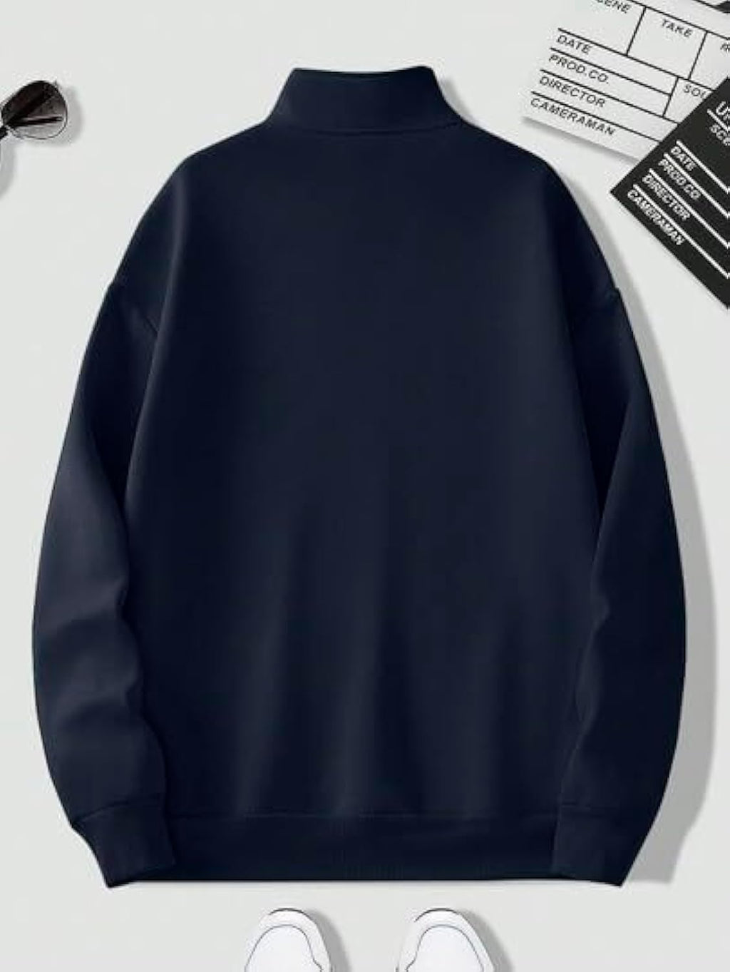 Men’s Navy Blue Half Zipper Sweatshirt – Stylish Quarter Zip Pullover for Casual & Smart Wear