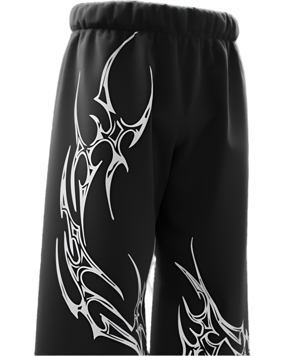 Men’s Graphic Printed Baggy Track Pants – Black Mutation Design