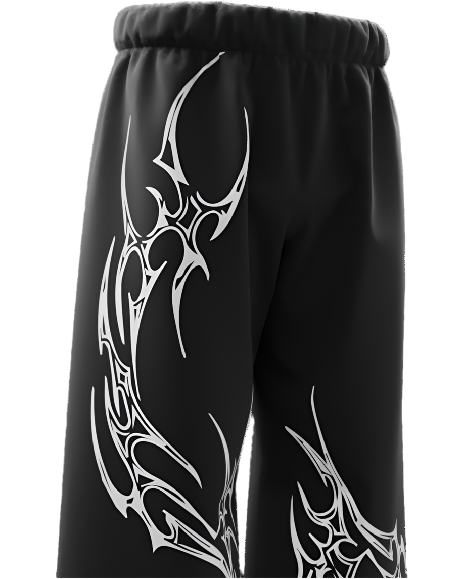 Men’s Graphic Printed Baggy Track Pants – Black Mutation Design