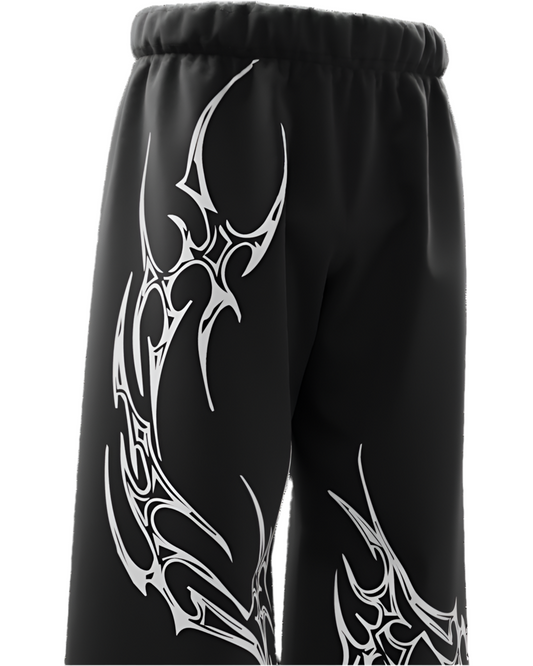 Men’s Graphic Printed Baggy Track Pants – Black Mutation Design