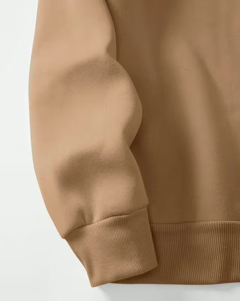 Men’s Beige Half Zipper Sweatshirt – Stylish Quarter Zip Pullover for Casual Wear