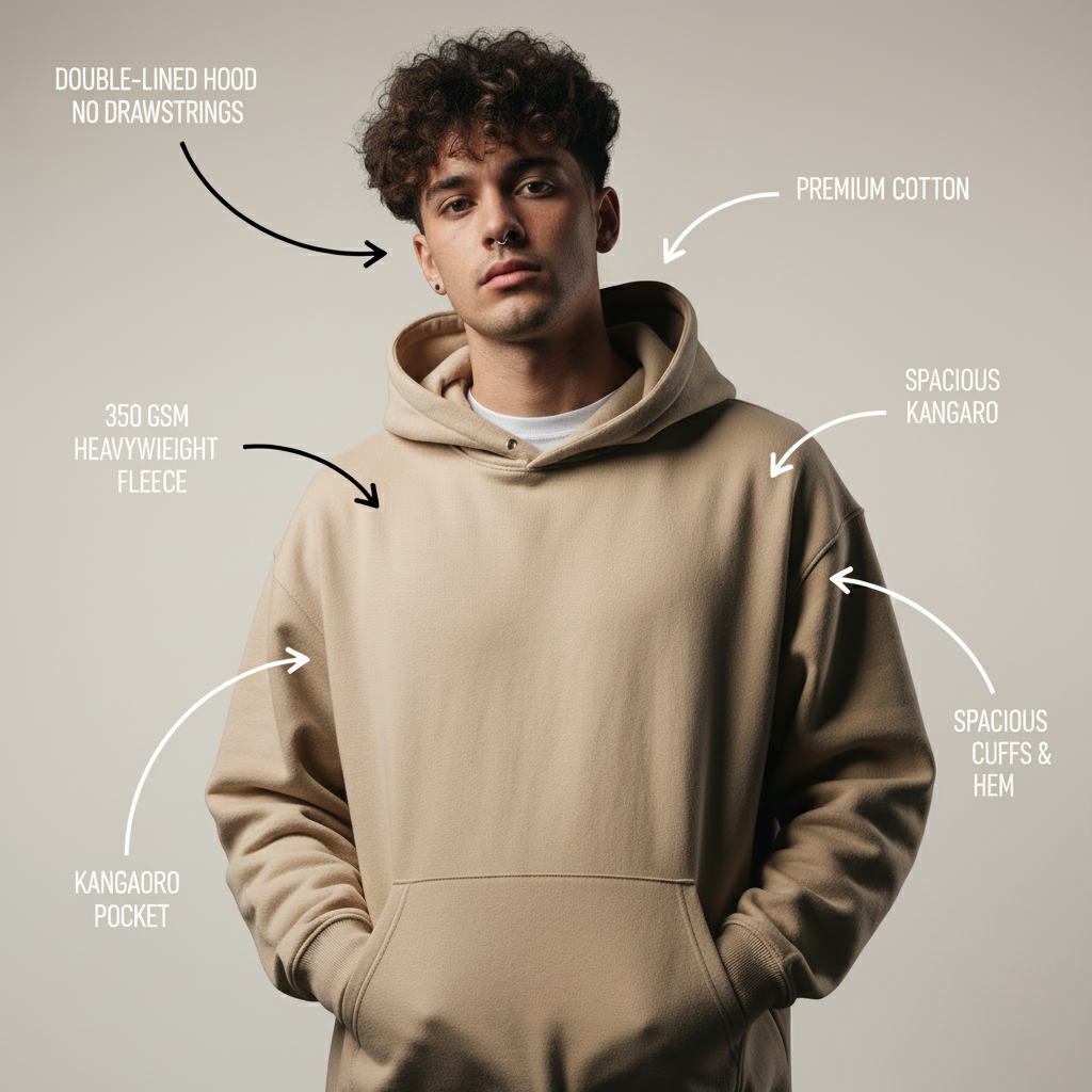 The Essential Beige Aesthetic Hoodie | Ultra-Heavy 350 GSM Cotton Fleece