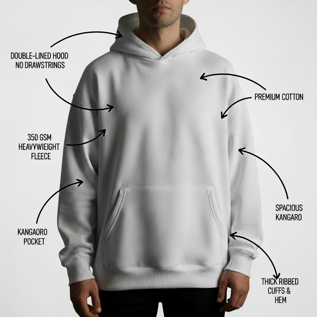 The Essential White Aesthetic Hoodie | Ultra-Heavy 350 GSM Cotton Fleece