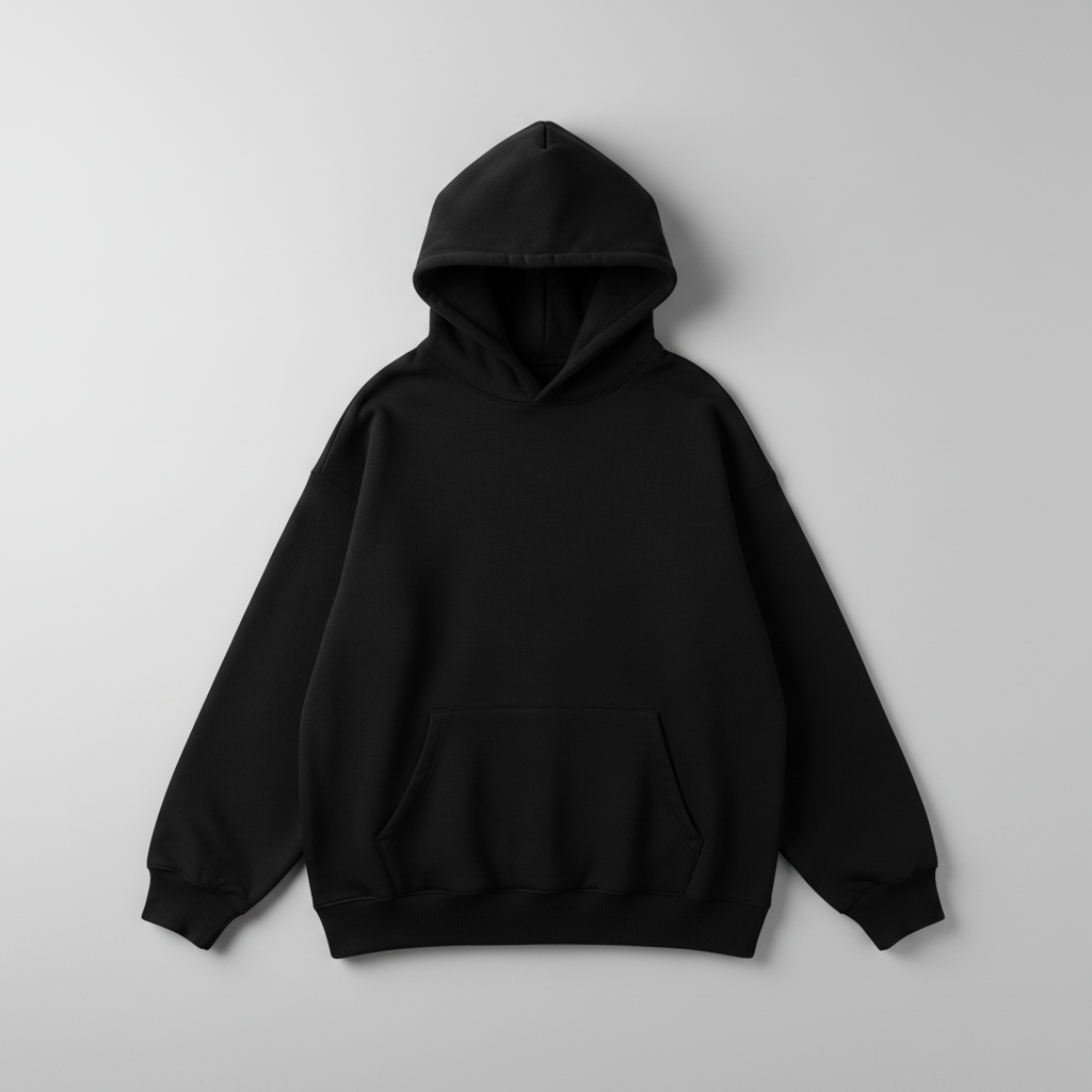 The Essential Black Oversized Hoodie | Premium Heavyweight Blank (Unisex)