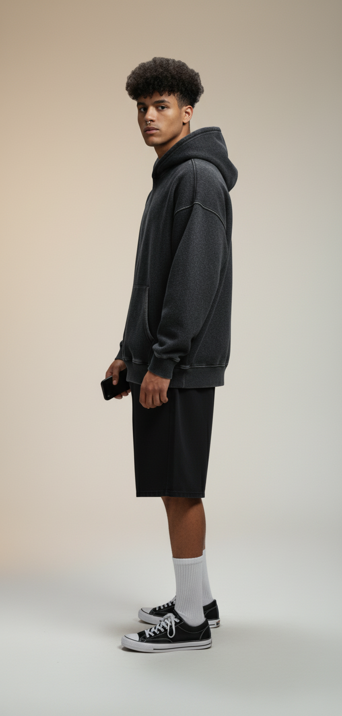 Oversized Stone Wash Heavyweight Hoodie | Vintage Streetwear Fit (No Drawstrings)