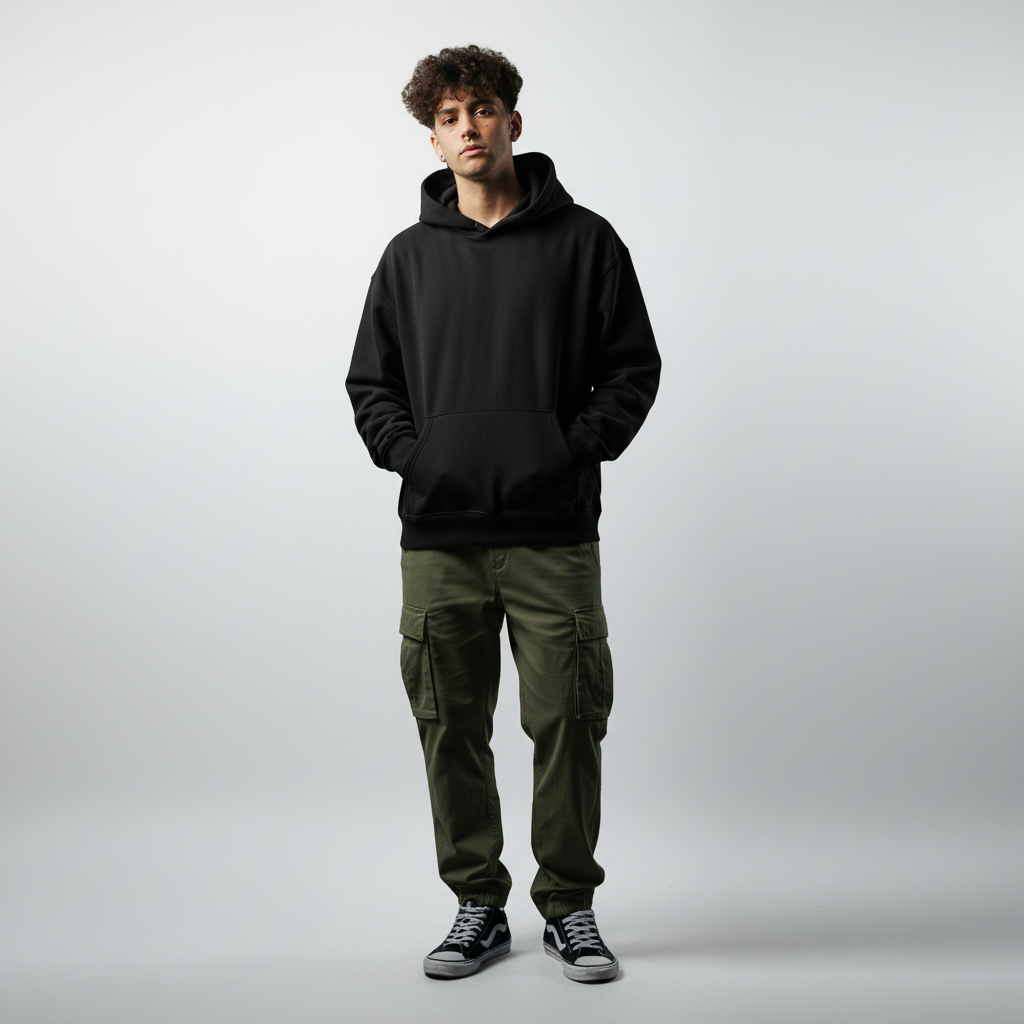 The Essential Black Oversized Hoodie | Premium Heavyweight Blank (Unisex)