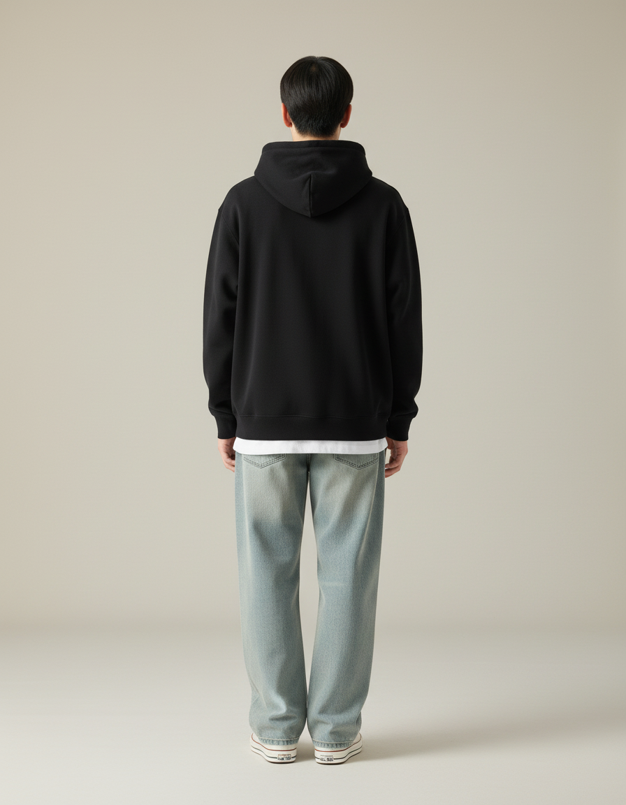 The Essential Black Oversized Hoodie | Premium Heavyweight Blank (Unisex)