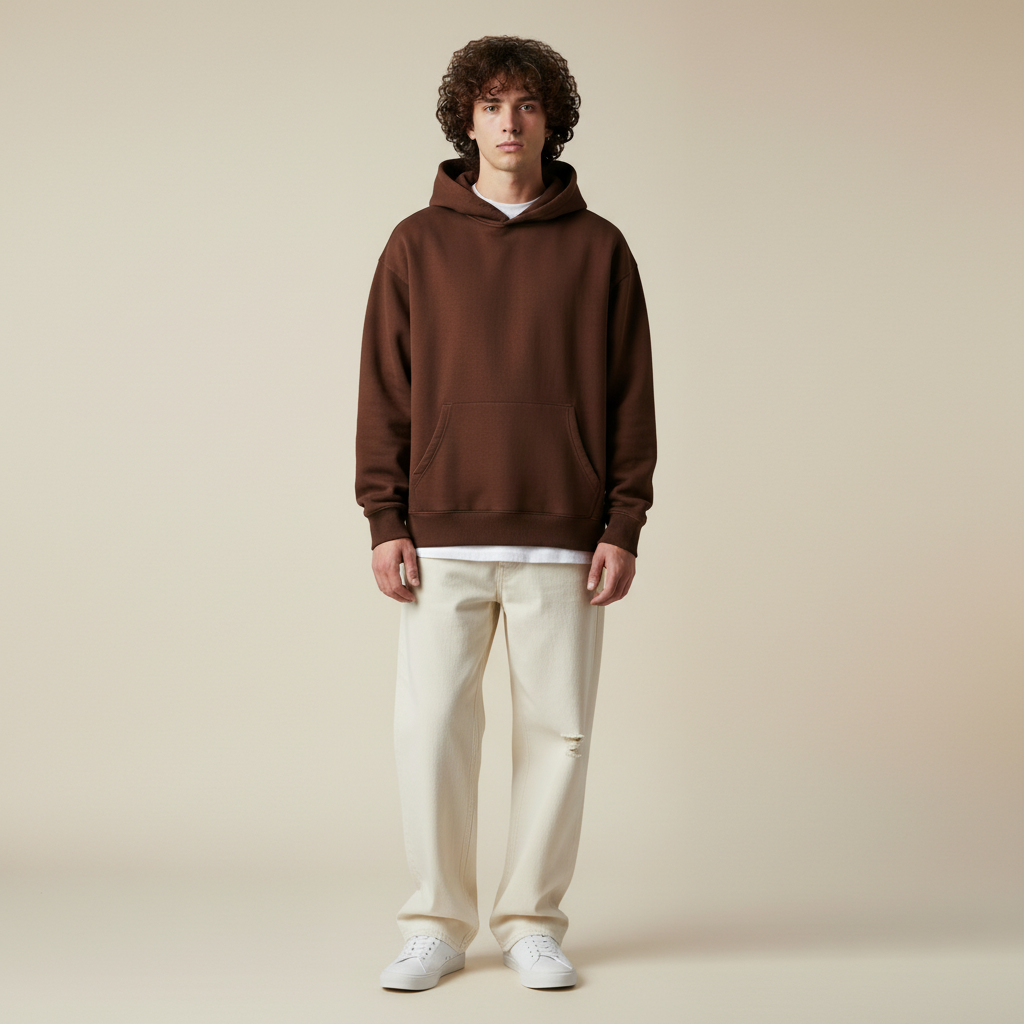 Premium Oversized Cocoa Brown Hoodie for Men & Women | Ultra-Soft Fabric, Relaxed Fit, Minimalist Streetwear Essential”