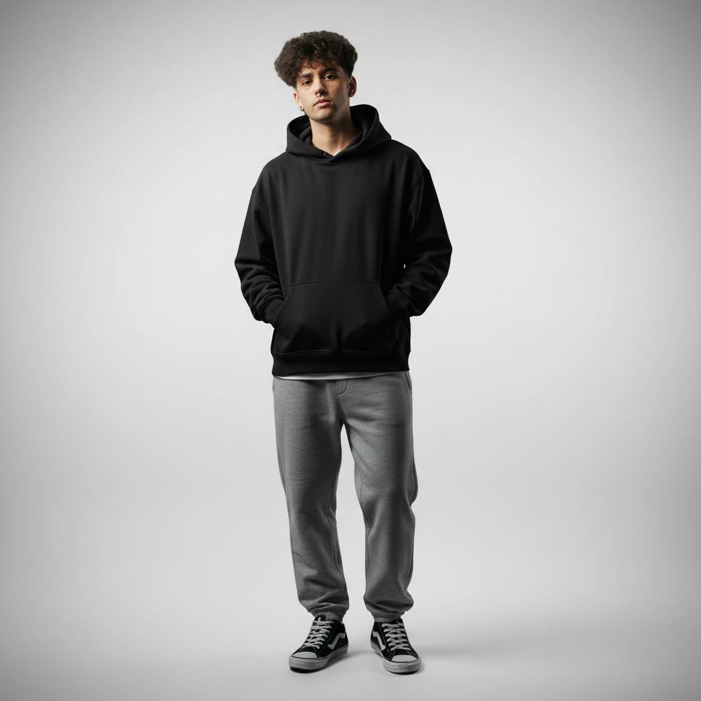 The Essential Black Oversized Hoodie | Premium Heavyweight Blank (Unisex)