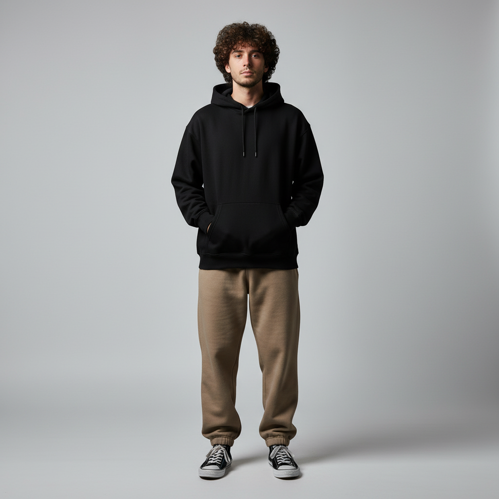 The Essential Black Oversized Hoodie | Premium Heavyweight Blank (Unisex)