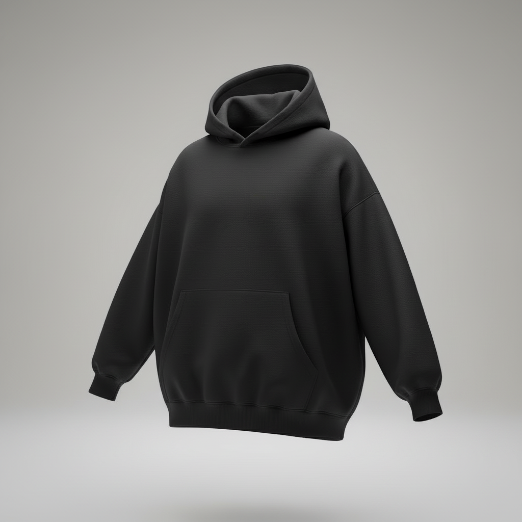 The Essential Black Oversized Hoodie | Premium Heavyweight Blank (Unisex)