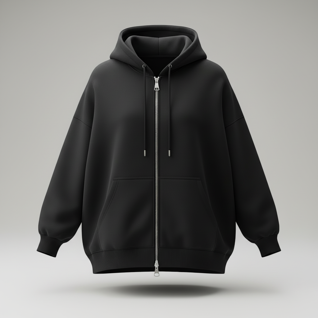 Men’s Premium Double Zipper Black Hoodie