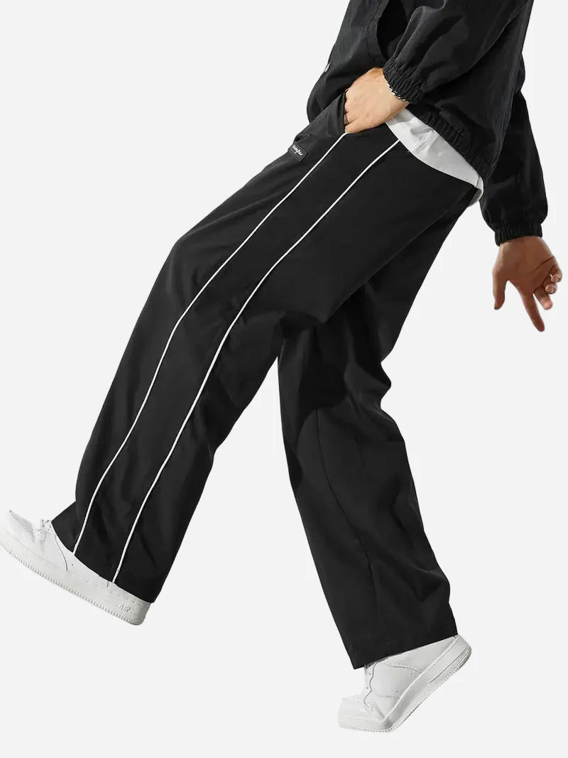 Men’s Plus Size Loose-Fit Athletic Track Pants – Black | Casual Streetwear