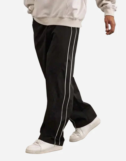 Men’s Plus Size Loose-Fit Athletic Track Pants – Black | Casual Streetwear