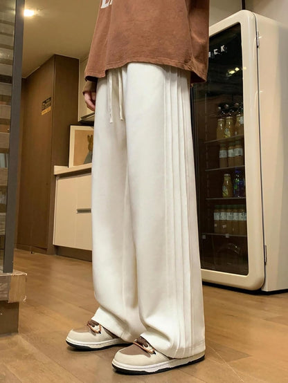 Men’s Off-White Loose Fit Korean Style Track Pants – Streetwear Essential