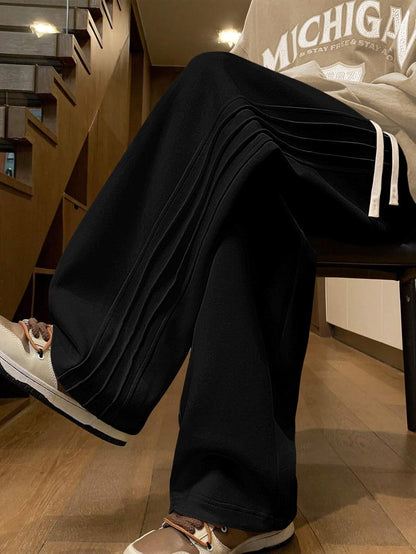 Men’s Off-White Loose Fit Korean Style Track Pants – Streetwear Essential
