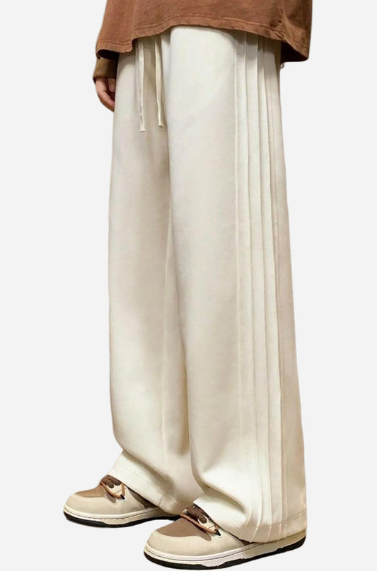 Men’s Off-White Loose Fit Korean Style Track Pants – Streetwear Essential