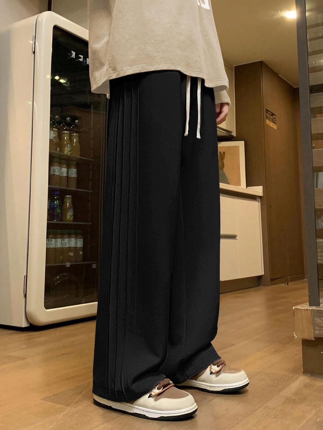 Men’s Off-White Loose Fit Korean Style Track Pants – Streetwear Essential