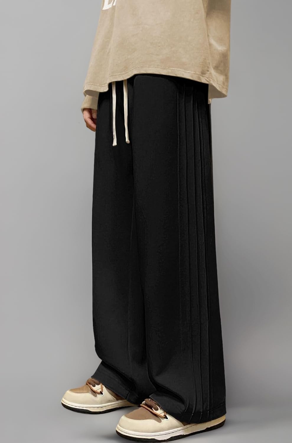 Men’s Off-White Loose Fit Korean Style Track Pants – Streetwear Essential