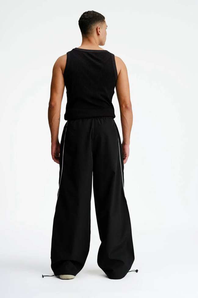 Black Wide Leg Track Pants – Oversized Streetwear