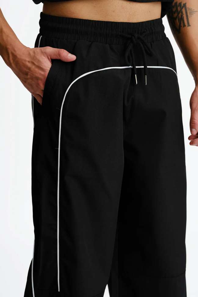 Black Wide Leg Track Pants – Oversized Streetwear