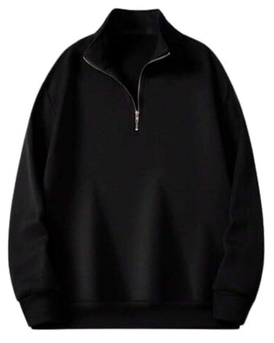 Classic Black Half-Zip Ribbed Sweater for Men | Winter Knit Pullover